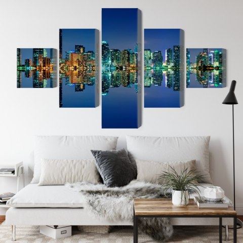 Obraz Wieloczęściowy Panorama Miami Nocą Obraz Wieloczęściowy Panorama Miami Nocą