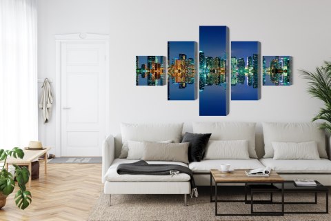 Obraz Wieloczęściowy Panorama Miami Nocą Obraz Wieloczęściowy Panorama Miami Nocą