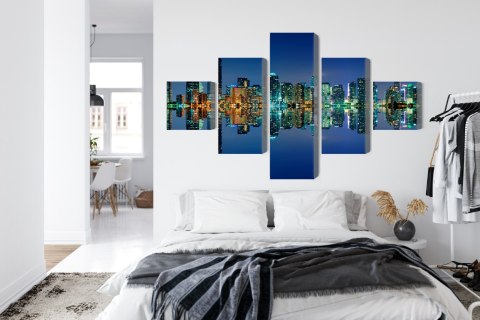 Obraz Wieloczęściowy Panorama Miami Nocą Obraz Wieloczęściowy Panorama Miami Nocą