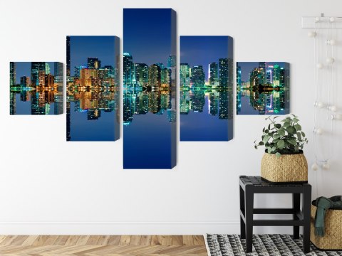 Obraz Wieloczęściowy Panorama Miami Nocą Obraz Wieloczęściowy Panorama Miami Nocą