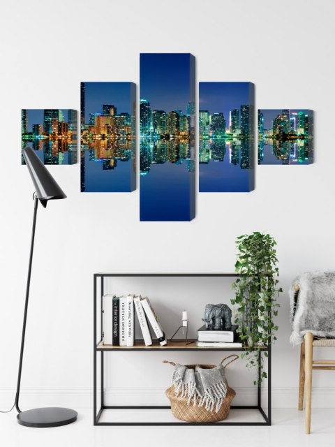 Obraz Wieloczęściowy Panorama Miami Nocą Obraz Wieloczęściowy Panorama Miami Nocą