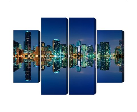 Obraz Wieloczęściowy Panorama Miami Nocą Obraz Wieloczęściowy Panorama Miami Nocą