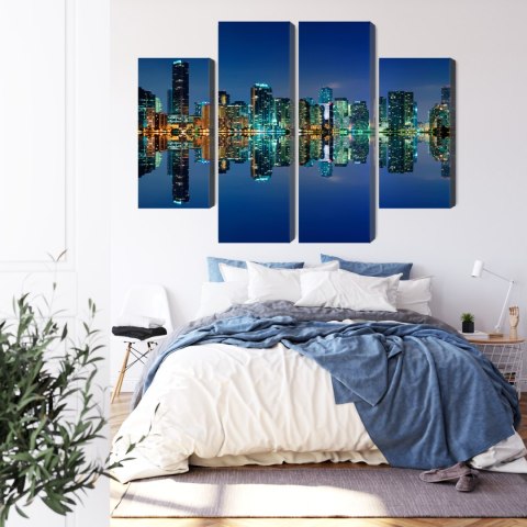 Obraz Wieloczęściowy Panorama Miami Nocą Obraz Wieloczęściowy Panorama Miami Nocą