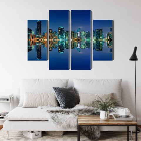 Obraz Wieloczęściowy Panorama Miami Nocą Obraz Wieloczęściowy Panorama Miami Nocą