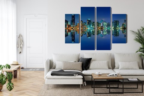 Obraz Wieloczęściowy Panorama Miami Nocą Obraz Wieloczęściowy Panorama Miami Nocą