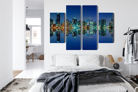 Obraz Wieloczęściowy Panorama Miami Nocą Obraz Wieloczęściowy Panorama Miami Nocą