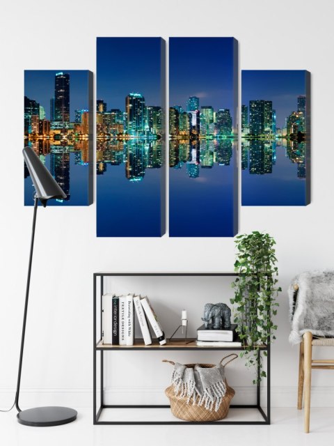 Obraz Wieloczęściowy Panorama Miami Nocą Obraz Wieloczęściowy Panorama Miami Nocą
