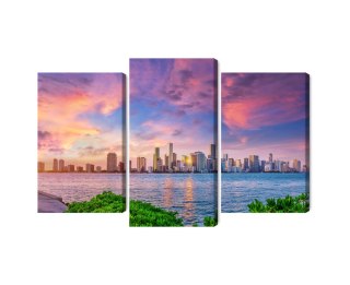Obraz Wieloczęściowy Panorama Miami Podczas Zachodu Słońca