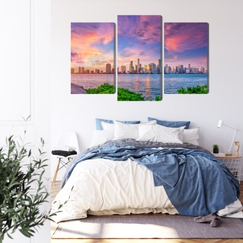 Obraz Wieloczęściowy Panorama Miami Podczas Zachodu Słońca Obraz Wieloczęściowy Panorama Miami Podczas Zachodu Słońca