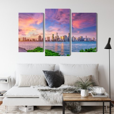 Obraz Wieloczęściowy Panorama Miami Podczas Zachodu Słońca Obraz Wieloczęściowy Panorama Miami Podczas Zachodu Słońca