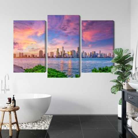 Obraz Wieloczęściowy Panorama Miami Podczas Zachodu Słońca Obraz Wieloczęściowy Panorama Miami Podczas Zachodu Słońca