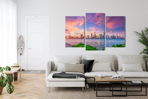 Obraz Wieloczęściowy Panorama Miami Podczas Zachodu Słońca Obraz Wieloczęściowy Panorama Miami Podczas Zachodu Słońca