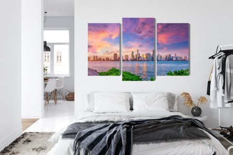 Obraz Wieloczęściowy Panorama Miami Podczas Zachodu Słońca Obraz Wieloczęściowy Panorama Miami Podczas Zachodu Słońca