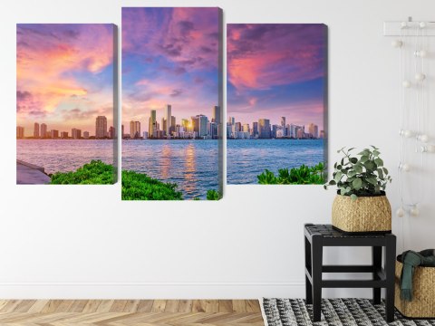 Obraz Wieloczęściowy Panorama Miami Podczas Zachodu Słońca Obraz Wieloczęściowy Panorama Miami Podczas Zachodu Słońca