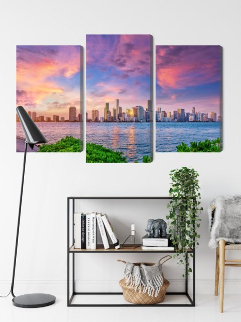 Obraz Wieloczęściowy Panorama Miami Podczas Zachodu Słońca Obraz Wieloczęściowy Panorama Miami Podczas Zachodu Słońca