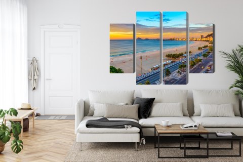 Obraz Wieloczęściowy Widok Na Wschód Słońca Plaży Copacabana I Avenida Obraz Wieloczęściowy Widok Na Wschód Słońca Plaży Copacabana I Avenida
