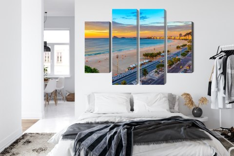 Obraz Wieloczęściowy Widok Na Wschód Słońca Plaży Copacabana I Avenida Obraz Wieloczęściowy Widok Na Wschód Słońca Plaży Copacabana I Avenida