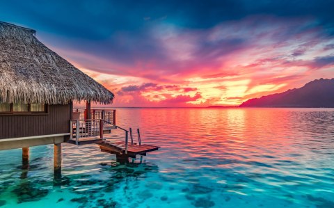 Obraz Wieloczęściowy Zachód Słońca Nad Południowym Pacyfikem Obraz Wieloczęściowy Zachód Słońca Nad Południowym Pacyfikem