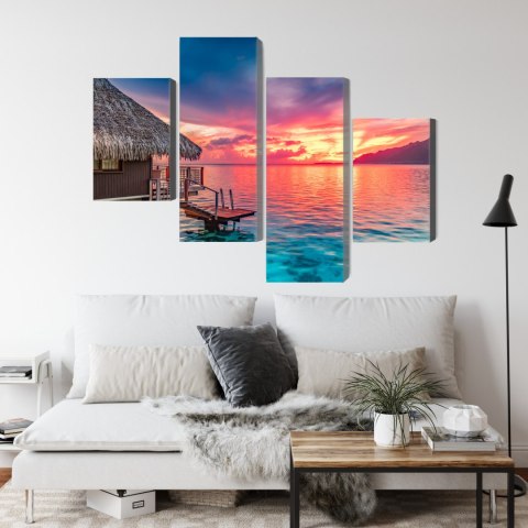 Obraz Wieloczęściowy Zachód Słońca Nad Południowym Pacyfikem Obraz Wieloczęściowy Zachód Słońca Nad Południowym Pacyfikem