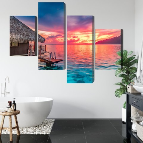 Obraz Wieloczęściowy Zachód Słońca Nad Południowym Pacyfikem Obraz Wieloczęściowy Zachód Słońca Nad Południowym Pacyfikem