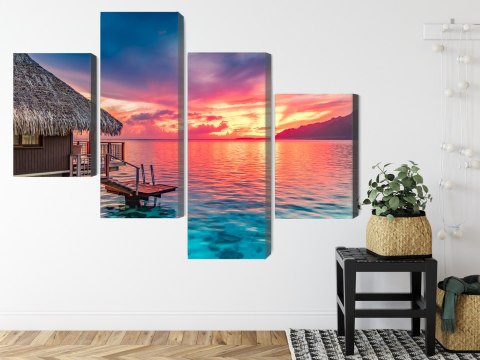 Obraz Wieloczęściowy Zachód Słońca Nad Południowym Pacyfikem Obraz Wieloczęściowy Zachód Słońca Nad Południowym Pacyfikem