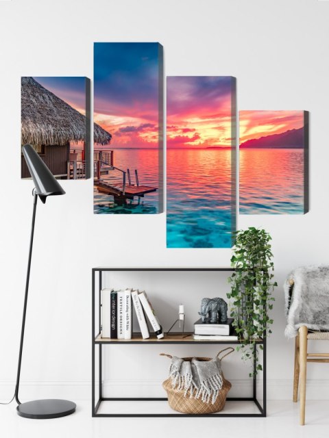 Obraz Wieloczęściowy Zachód Słońca Nad Południowym Pacyfikem Obraz Wieloczęściowy Zachód Słońca Nad Południowym Pacyfikem