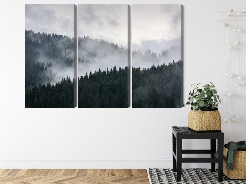 Obraz Wieloczęściowy Mglisty Krajobraz Leśny 3D Obraz Wieloczęściowy Mglisty Krajobraz Leśny 3D