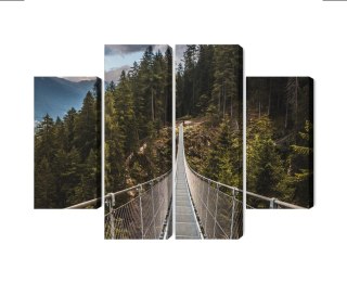 Obraz Wieloczęściowy Most Wiszący W Górskim Lesie 3D