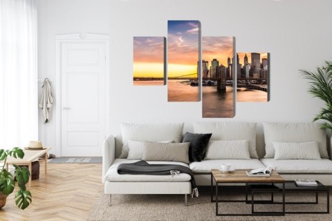 Obraz Wieloczęściowy Panorama Mostu Brooklińskiego O Zachodzie Słońca Obraz Wieloczęściowy Panorama Mostu Brooklińskiego O Zachodzie Słońca