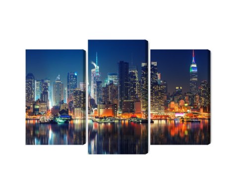 Obraz Wieloczęściowy Panoramiczny Widok Na Manhattan Nocą Obraz Wieloczęściowy Panoramiczny Widok Na Manhattan Nocą
