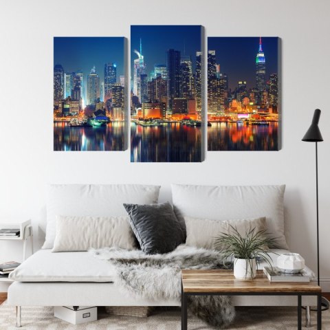 Obraz Wieloczęściowy Panoramiczny Widok Na Manhattan Nocą Obraz Wieloczęściowy Panoramiczny Widok Na Manhattan Nocą
