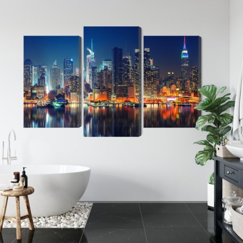 Obraz Wieloczęściowy Panoramiczny Widok Na Manhattan Nocą Obraz Wieloczęściowy Panoramiczny Widok Na Manhattan Nocą