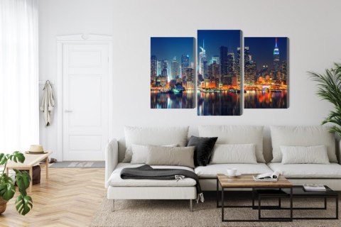 Obraz Wieloczęściowy Panoramiczny Widok Na Manhattan Nocą Obraz Wieloczęściowy Panoramiczny Widok Na Manhattan Nocą