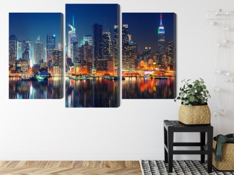 Obraz Wieloczęściowy Panoramiczny Widok Na Manhattan Nocą Obraz Wieloczęściowy Panoramiczny Widok Na Manhattan Nocą