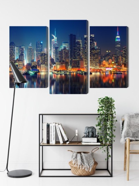Obraz Wieloczęściowy Panoramiczny Widok Na Manhattan Nocą Obraz Wieloczęściowy Panoramiczny Widok Na Manhattan Nocą