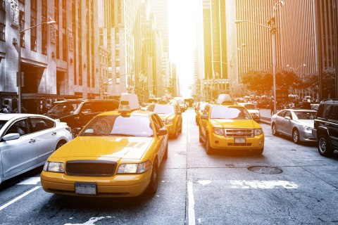 Obraz Wieloczęściowy Taxi W Słońcu Nyc Obraz Wieloczęściowy Taxi W Słońcu Nyc