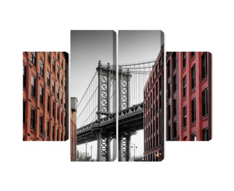 Obraz Wieloczęściowy Widok Na Most Manhattan Bridge Z Ulicy Washington Street Obraz Wieloczęściowy Widok Na Most Manhattan Bridge Z Ulicy Washington Street