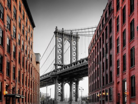 Obraz Wieloczęściowy Widok Na Most Manhattan Bridge Z Ulicy Washington Street Obraz Wieloczęściowy Widok Na Most Manhattan Bridge Z Ulicy Washington Street