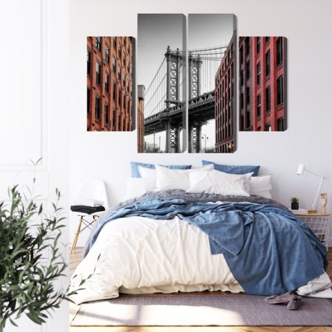 Obraz Wieloczęściowy Widok Na Most Manhattan Bridge Z Ulicy Washington Street Obraz Wieloczęściowy Widok Na Most Manhattan Bridge Z Ulicy Washington Street