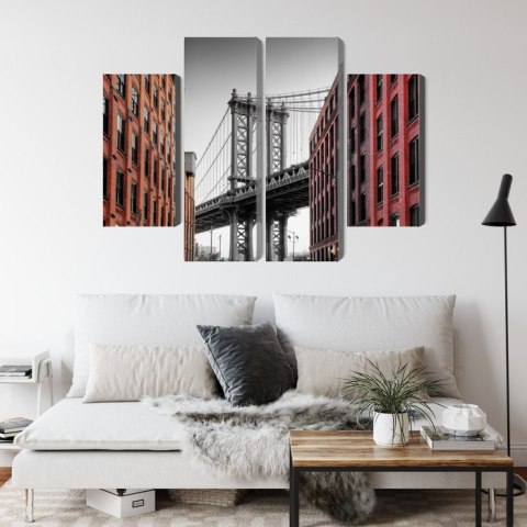 Obraz Wieloczęściowy Widok Na Most Manhattan Bridge Z Ulicy Washington Street Obraz Wieloczęściowy Widok Na Most Manhattan Bridge Z Ulicy Washington Street