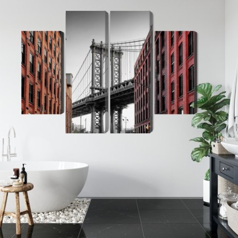 Obraz Wieloczęściowy Widok Na Most Manhattan Bridge Z Ulicy Washington Street Obraz Wieloczęściowy Widok Na Most Manhattan Bridge Z Ulicy Washington Street