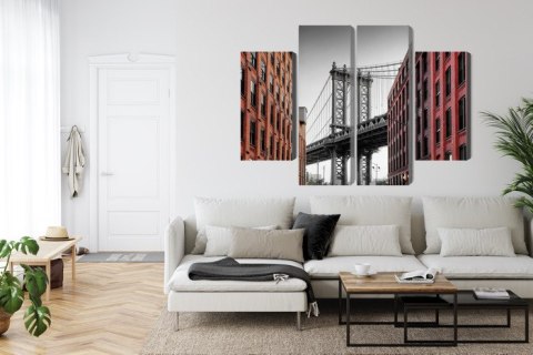 Obraz Wieloczęściowy Widok Na Most Manhattan Bridge Z Ulicy Washington Street Obraz Wieloczęściowy Widok Na Most Manhattan Bridge Z Ulicy Washington Street