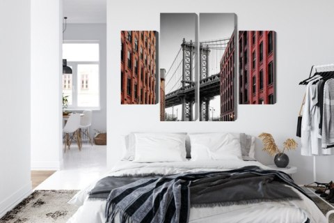 Obraz Wieloczęściowy Widok Na Most Manhattan Bridge Z Ulicy Washington Street Obraz Wieloczęściowy Widok Na Most Manhattan Bridge Z Ulicy Washington Street