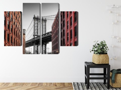 Obraz Wieloczęściowy Widok Na Most Manhattan Bridge Z Ulicy Washington Street Obraz Wieloczęściowy Widok Na Most Manhattan Bridge Z Ulicy Washington Street