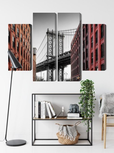 Obraz Wieloczęściowy Widok Na Most Manhattan Bridge Z Ulicy Washington Street Obraz Wieloczęściowy Widok Na Most Manhattan Bridge Z Ulicy Washington Street