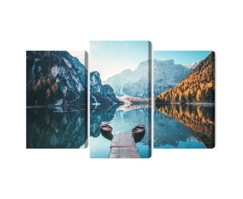 Obraz Wieloczęściowy Jezioro Braies We Włoskich Dolomitach 3D Obraz Wieloczęściowy Jezioro Braies We Włoskich Dolomitach 3D