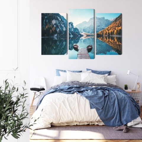 Obraz Wieloczęściowy Jezioro Braies We Włoskich Dolomitach 3D Obraz Wieloczęściowy Jezioro Braies We Włoskich Dolomitach 3D