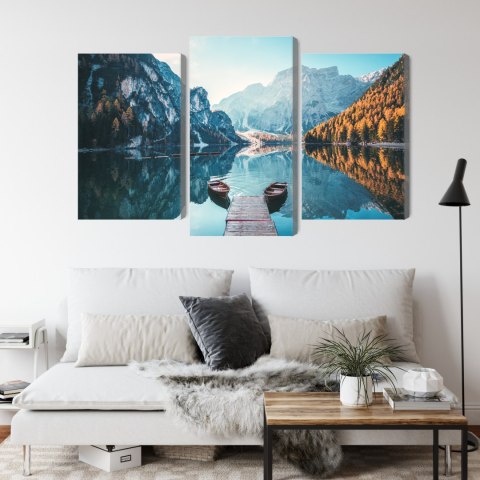 Obraz Wieloczęściowy Jezioro Braies We Włoskich Dolomitach 3D Obraz Wieloczęściowy Jezioro Braies We Włoskich Dolomitach 3D