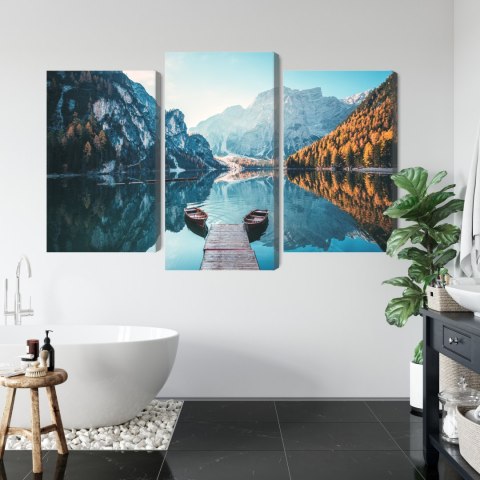 Obraz Wieloczęściowy Jezioro Braies We Włoskich Dolomitach 3D Obraz Wieloczęściowy Jezioro Braies We Włoskich Dolomitach 3D