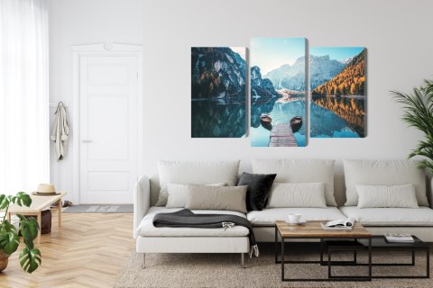 Obraz Wieloczęściowy Jezioro Braies We Włoskich Dolomitach 3D Obraz Wieloczęściowy Jezioro Braies We Włoskich Dolomitach 3D
